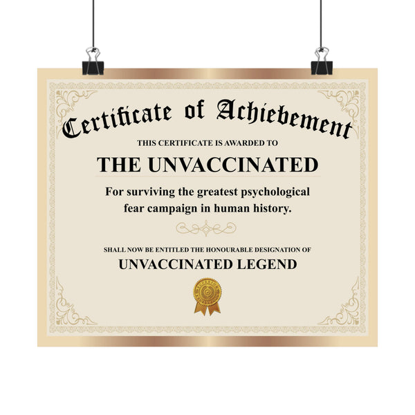 Certificate Of Unvaccinated Legend