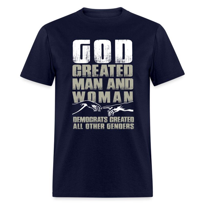 God Created Man And Woman T Shirt - navy