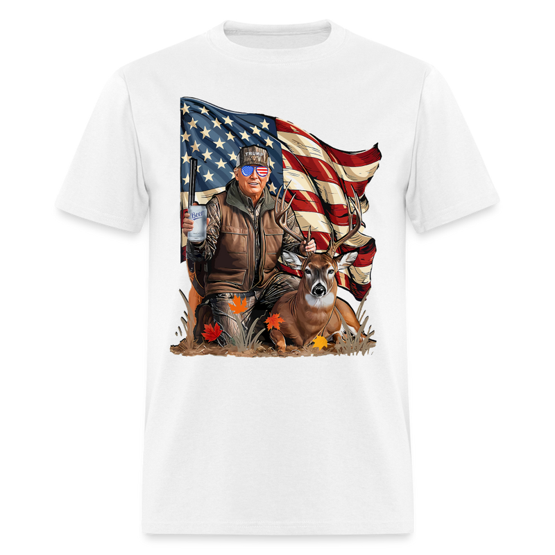 Retro Trump Hunting Deer T Shirt - white