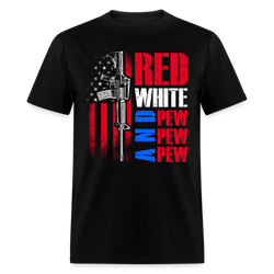 Red White And Pew Pew Pew T Shirt - black