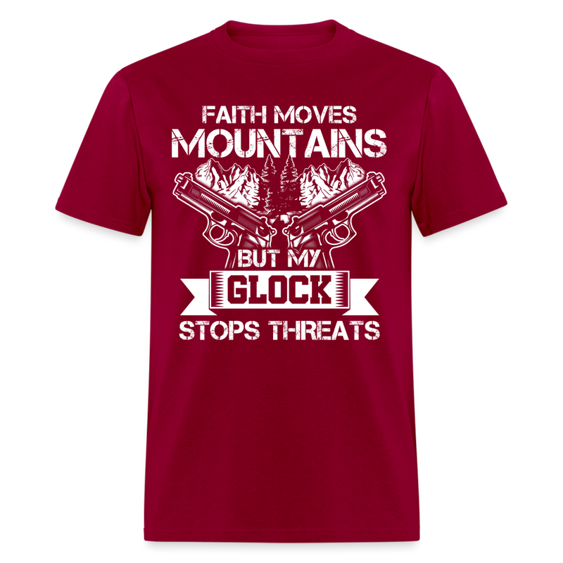 Faith Moves Mountains T Shirt - dark red