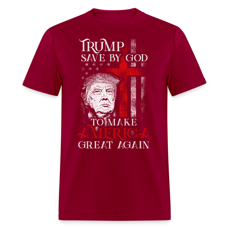 Trump Save by God To Make America Great Again T Shirt - dark red