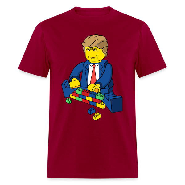 Trump Build A Wall Toy Brick T Shirt - dark red