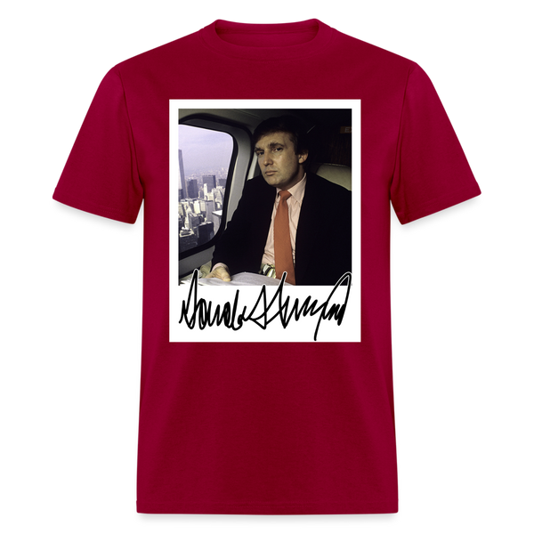 Donald J. Trump Portrait Signature Signed T Shirt - dark red