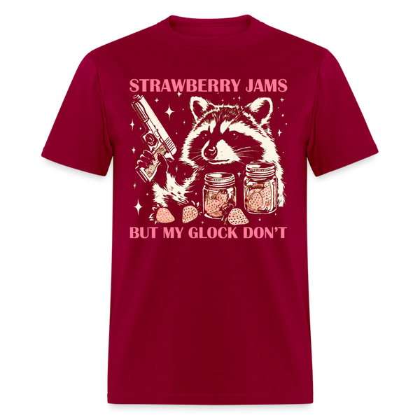 Vintage Strawberry Jams But My Glock Don't T Shirt - dark red