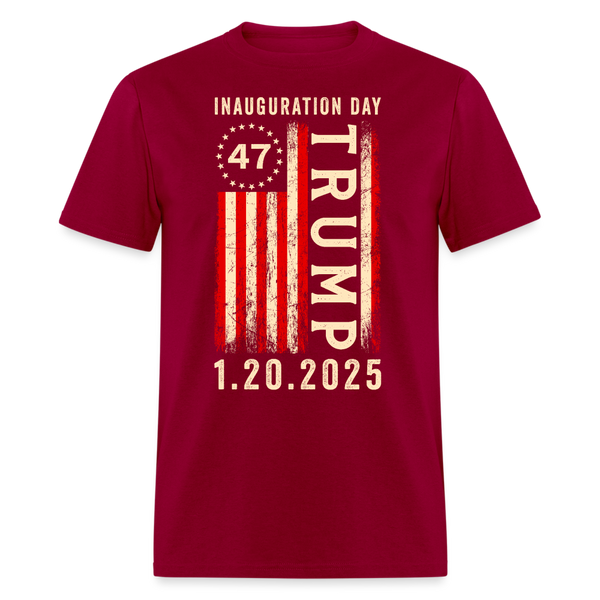 Inauguration Day Trump 47th President Vintage US Flag T Shirt - dark red