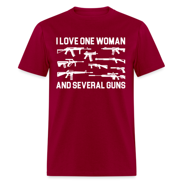 I Love One Woman And Several Guns T Shirt - dark red