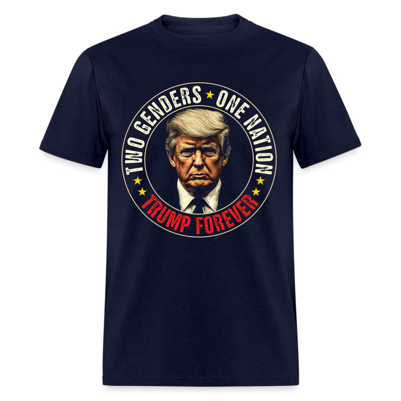 Two Genders, One Nation, Trump Forever Trump T Shirt - navy