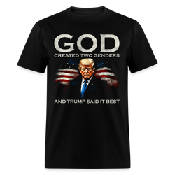 God Created Two Genders Trump US Flag T Shirt - black