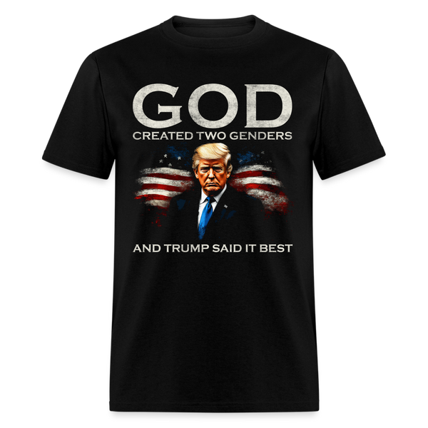 God Created Two Genders Trump US Flag T Shirt - black