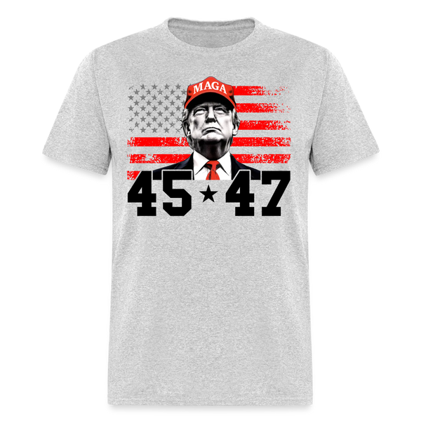 45 47 MAGA Trump Patriotic T Shirt - heather gray