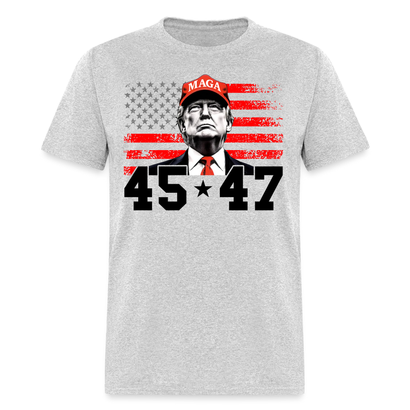 45 47 MAGA Trump Patriotic T Shirt - heather gray