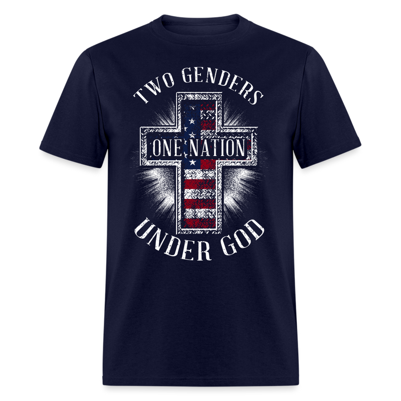 Two Genders, One Nation, Under God T Shirt - 2 - navy