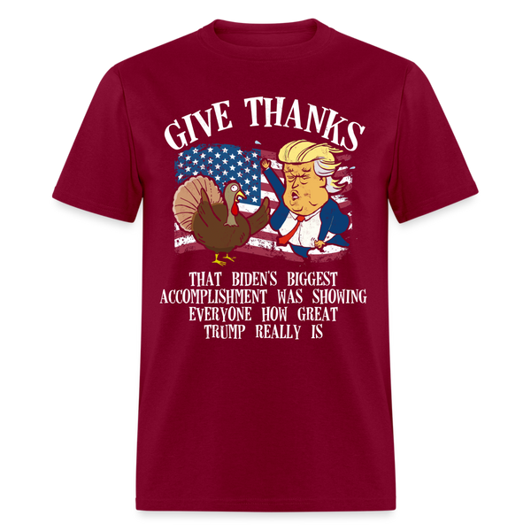 Give Thanks Trump T Shirt - burgundy