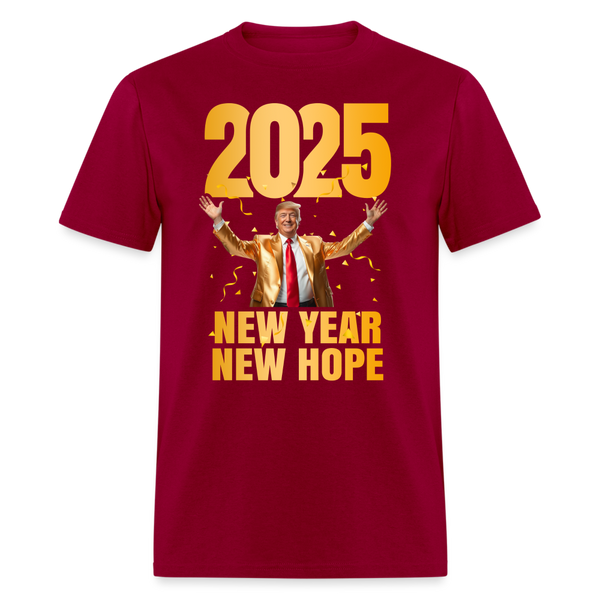 Trump 2025 New Year New Hope T Shirt - dark red