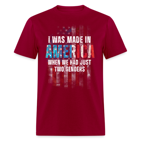 I Was Made In America US Flag T Shirt - dark red