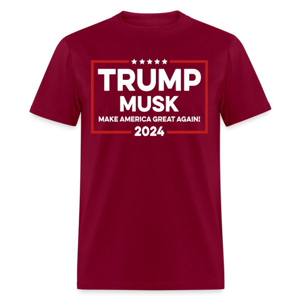 Trump Musk Make America Great Again T Shirt - burgundy