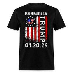 Trump Inauguration Day 2025 47th President USA Flag T Shirt - black