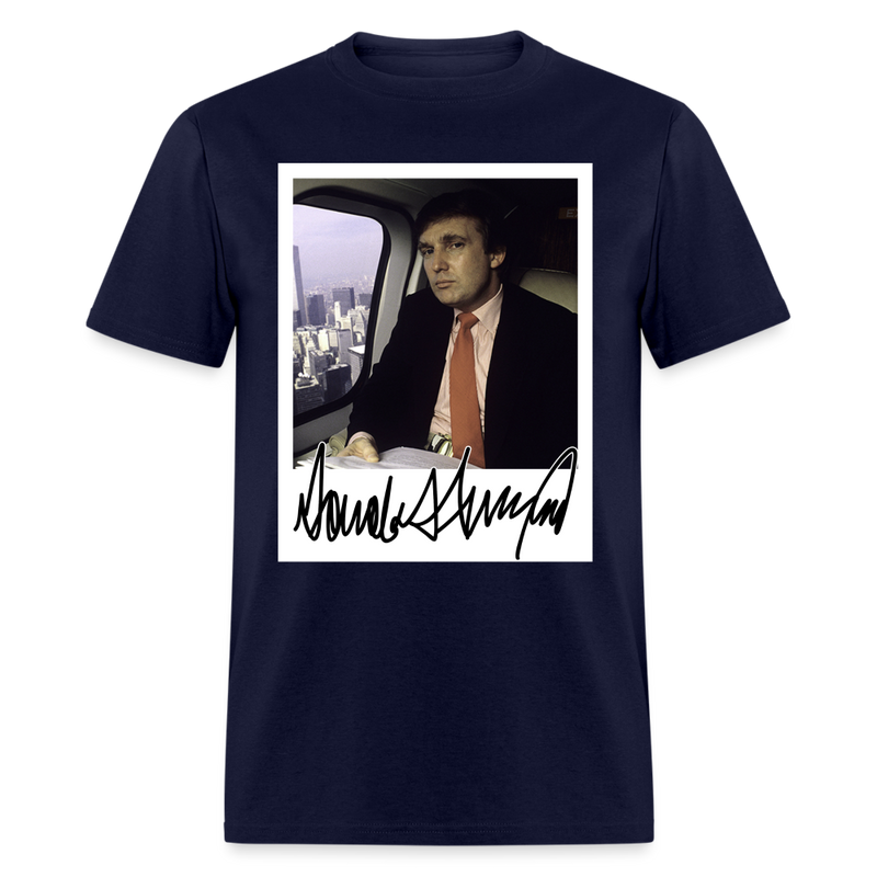 Donald J. Trump Portrait Signature Signed T Shirt - navy