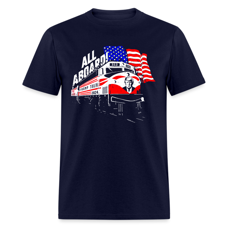 Trump Train All Aboard T Shirt - navy