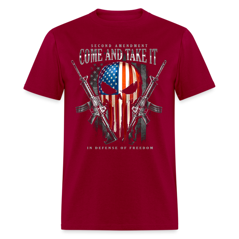 Second Amendment Come And Take It In Defense Of Freedom T Shirt - dark red