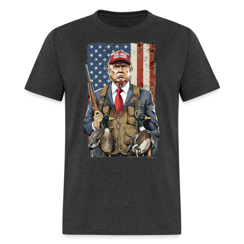 Hunting Duck Trump T Shirt - heather black