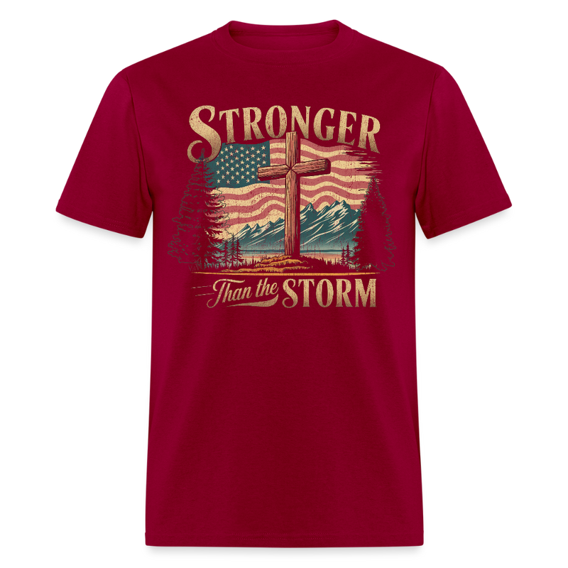 Stronger Than The Storm T Shirt - dark red