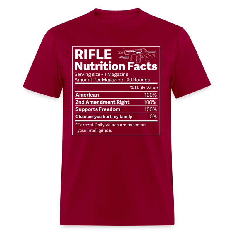 Rifle Nutrition Facts Gun T Shirt - dark red