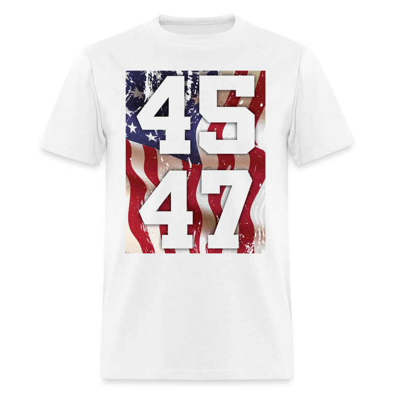 45 47 Trump American Flag T Shirt - white