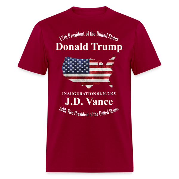 Inauguration Day 2025 47th President Donald Trump T Shirt - dark red