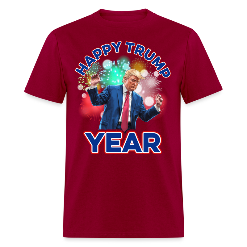 Happy Trump Year T Shirt - dark red