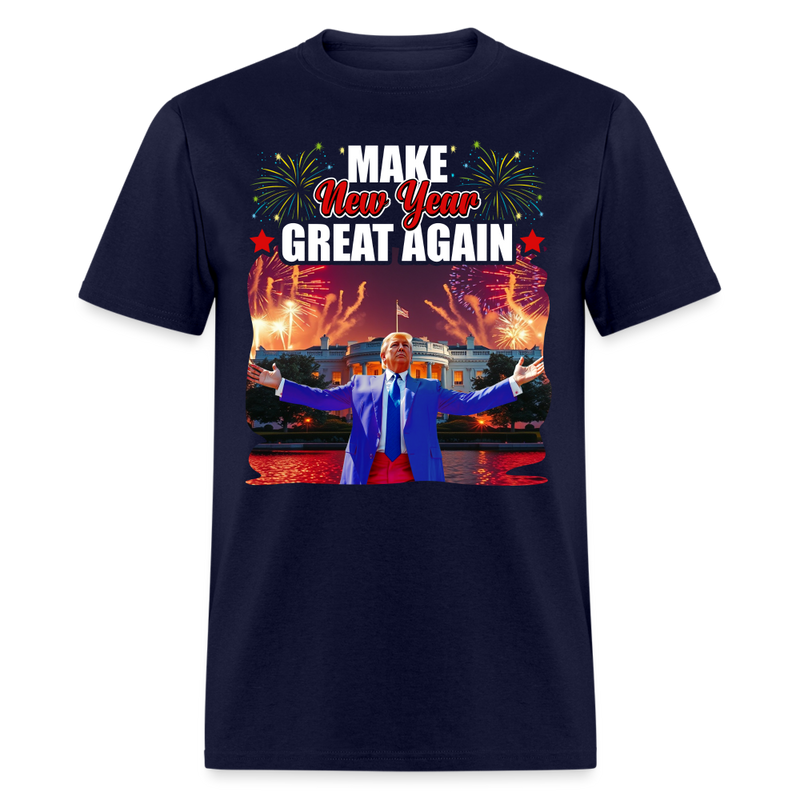 Trump Make New Year Great Again 2025 T Shirt - navy