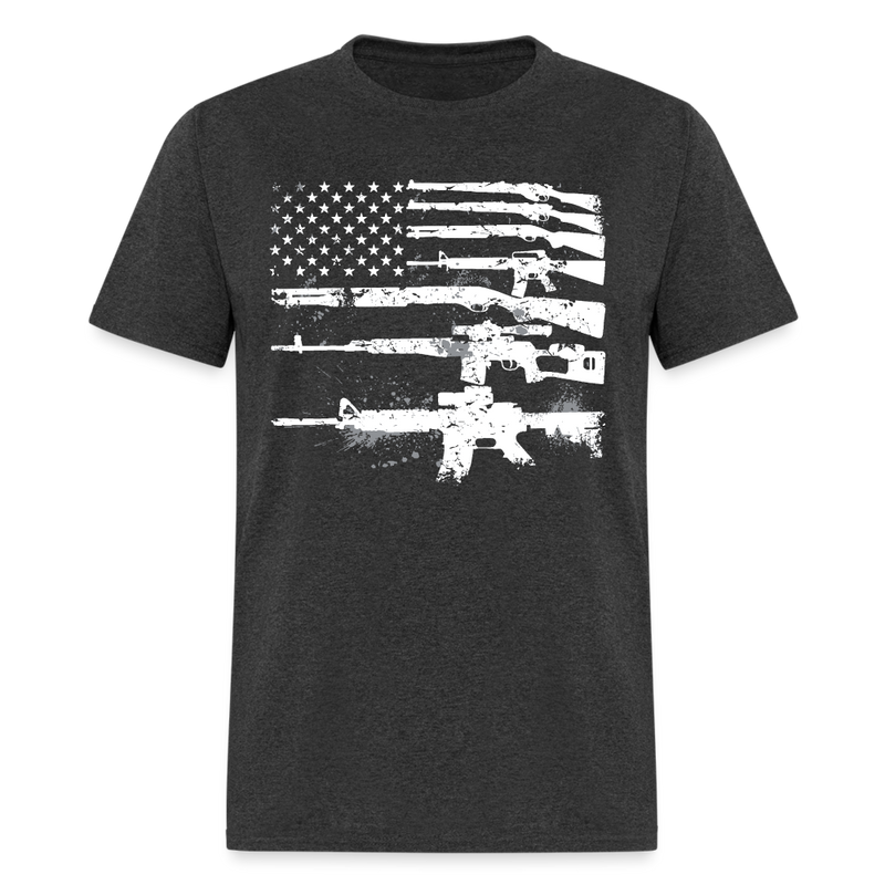 Machine Guns USA Flag 2A T Shirt - heather black