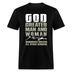 God Created Man And Woman T Shirt - black