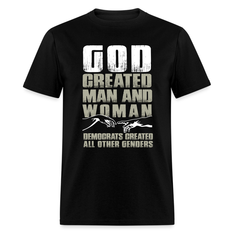 God Created Man And Woman T Shirt - black