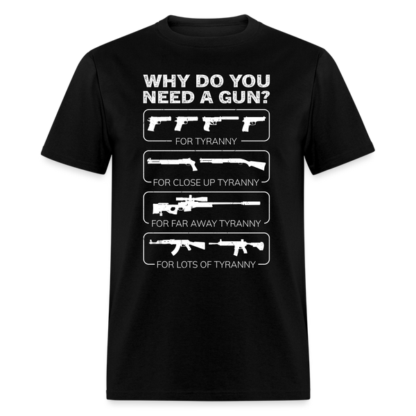 Why Do You Need A Gun T Shirt - black