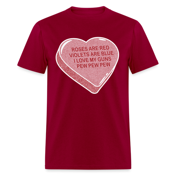 I Love My Guns Pew Pew Pew T Shirt - dark red