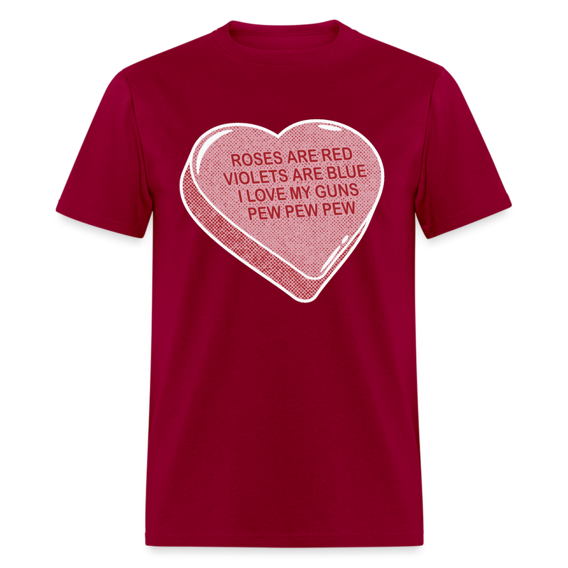 I Love My Guns Pew Pew Pew T Shirt - dark red