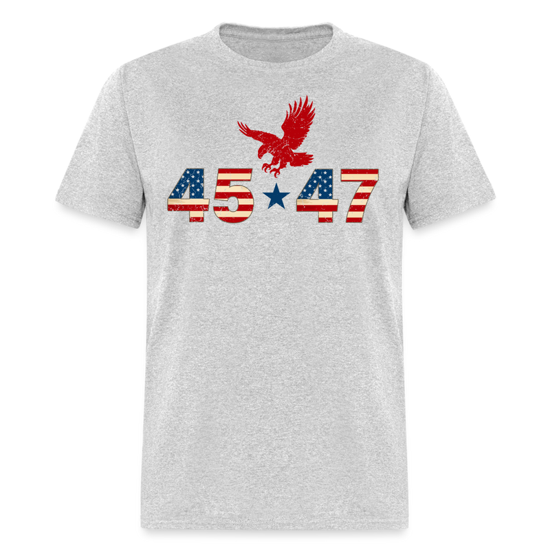 45 47 Trump Patriotic Eagle T Shirt - heather gray