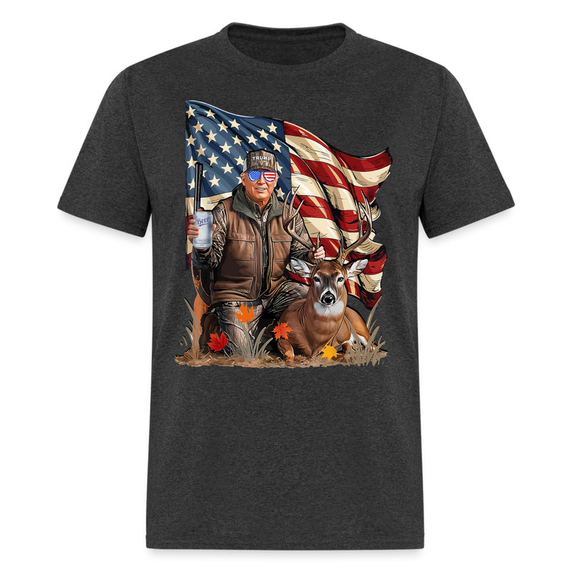 Retro Trump Hunting Deer T Shirt - heather black