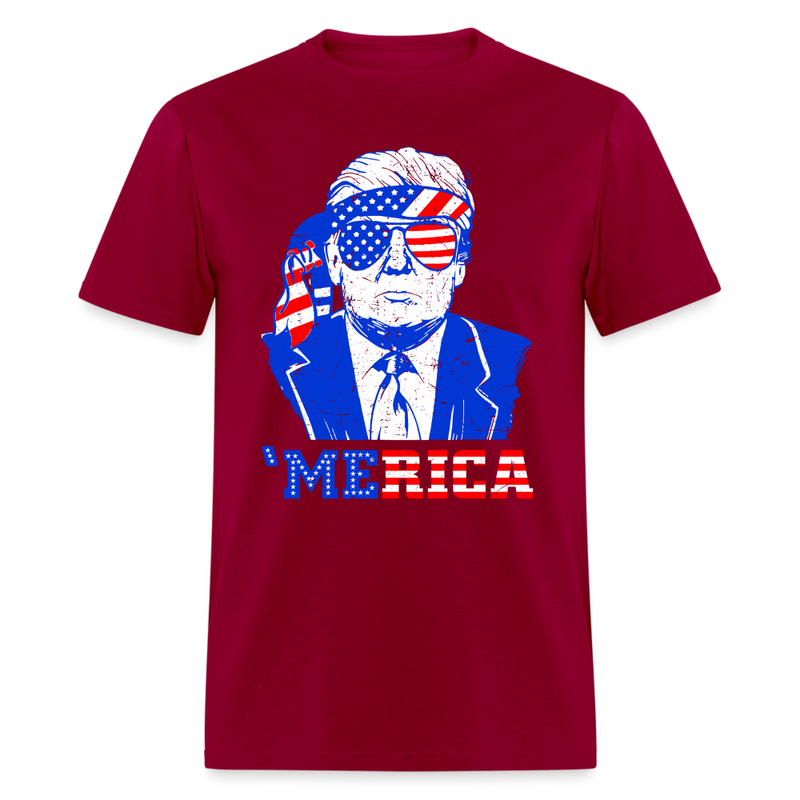 Donald Trump Merica Trump Sunglass US Flag T Shirt - dark red