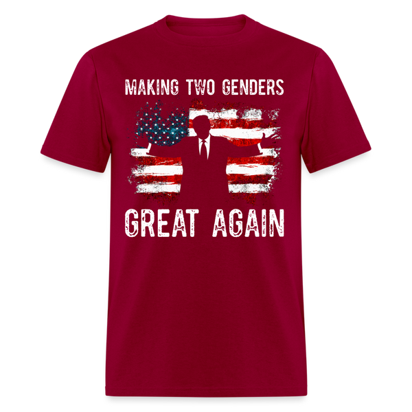 Making Two Genders Great Again Trump US Flag T Shirt - dark red