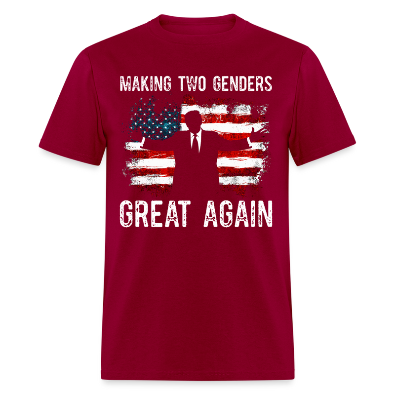 Making Two Genders Great Again Trump US Flag T Shirt - dark red