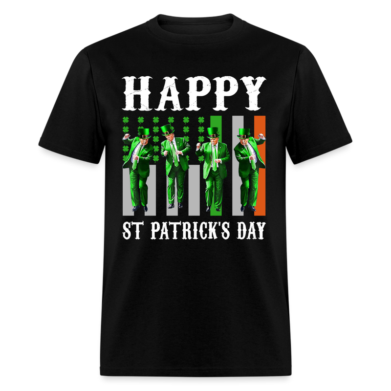 Trump Dance Happy St Patrick's Day Lucky Shamrock Irish T Shirt - black