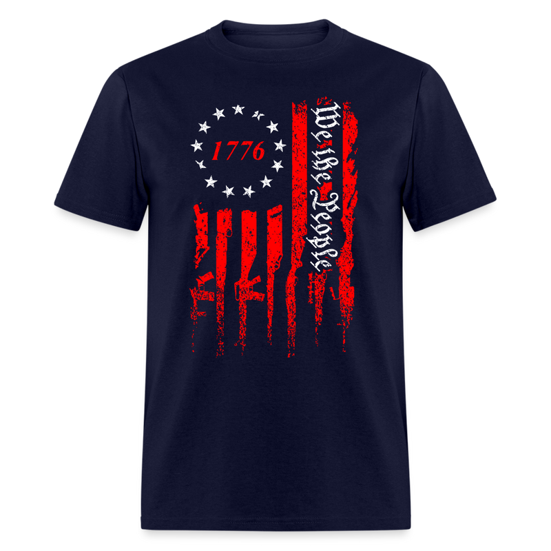 We The People Gun American Flag 1776 T Shirt - navy