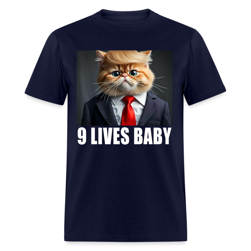 Cat Trump 9 Lives Baby T Shirt - navy