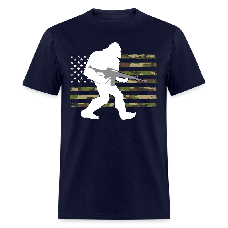 Bigfoot Camo US American Flag T Shirt - navy