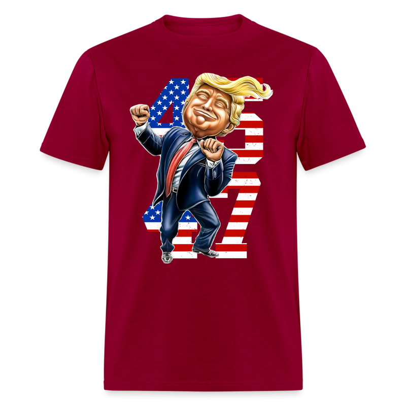 Trump Dance 45 47 American Flag T Shirt - dark red