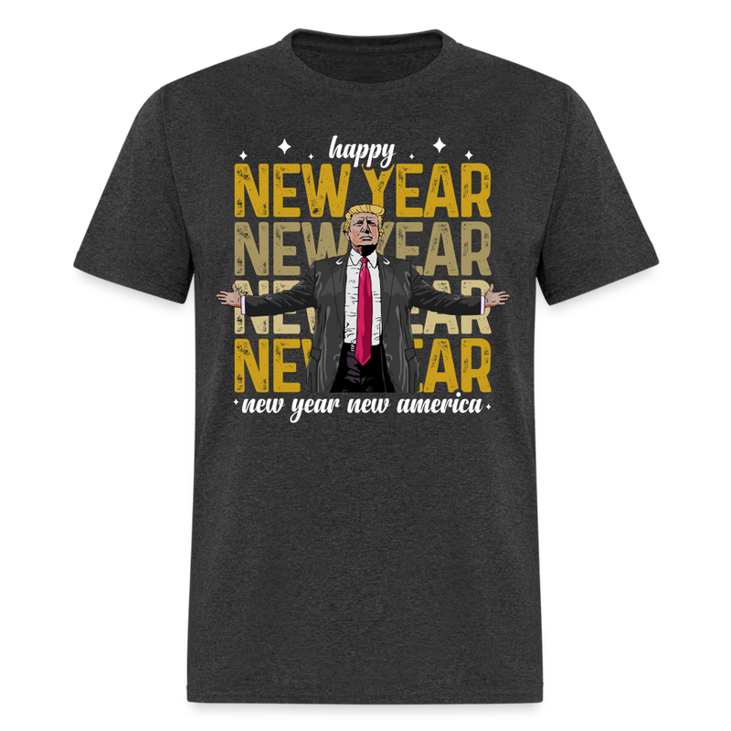 Happy New Year 2025 New Year New America T Shirt - 2 - heather black