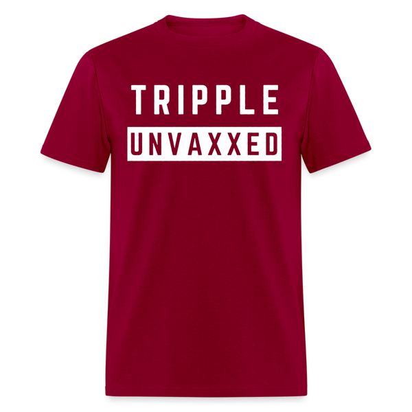 Tripple Unvaxxed T Shirt - dark red